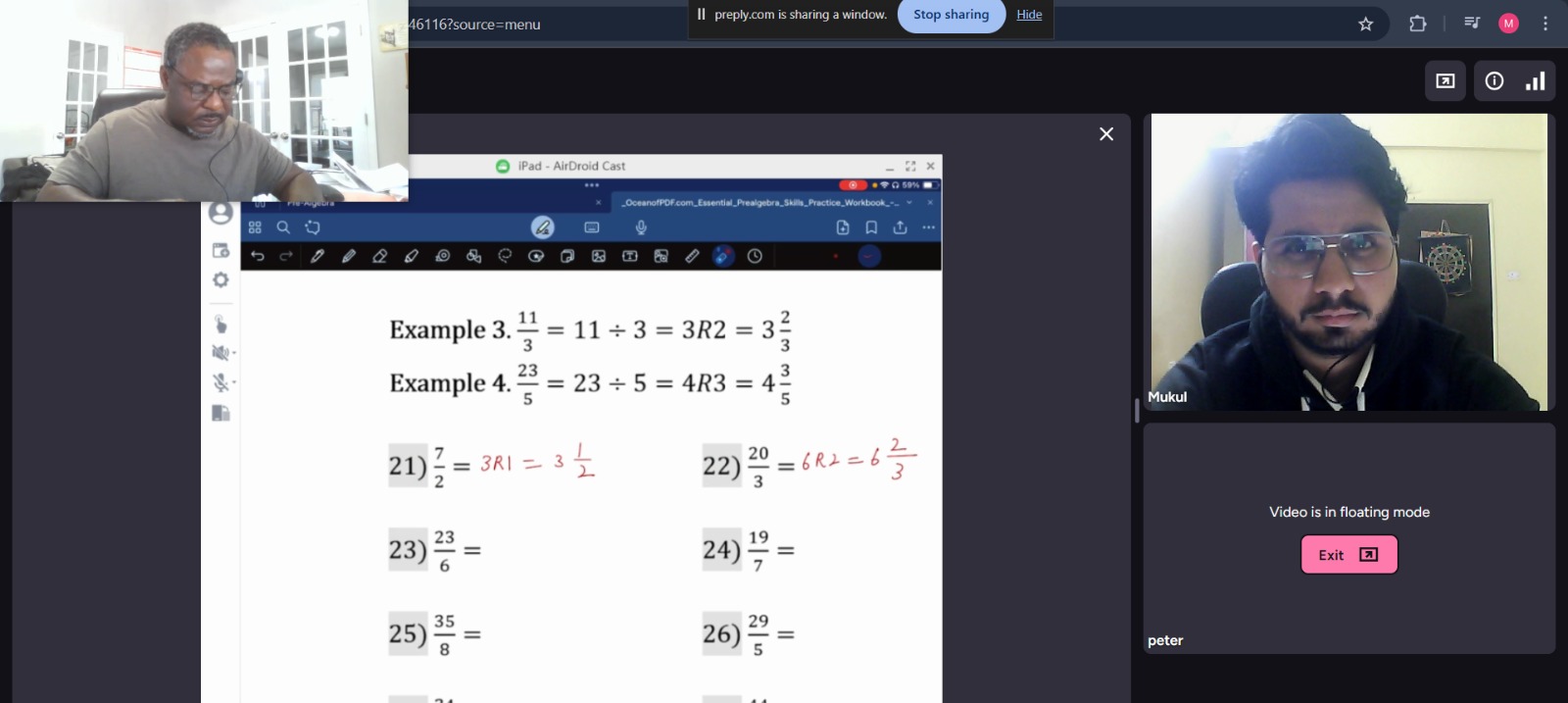 Live problem-solving session